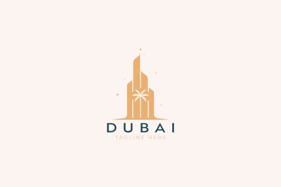 Abstract Skyscraper with Palm Tree Logo