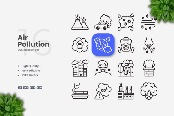 Air Pollution Icons for Professional and Creative Workflows