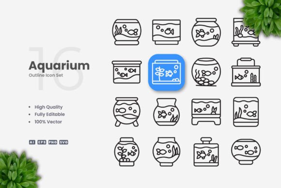 Aquarium Icons: Simple, Clean, and Perfect for Every Project