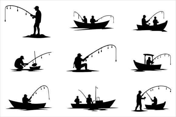 Coastal Fishing Silhouette Pack: A Versatile Resource for Creative and Commercial Use