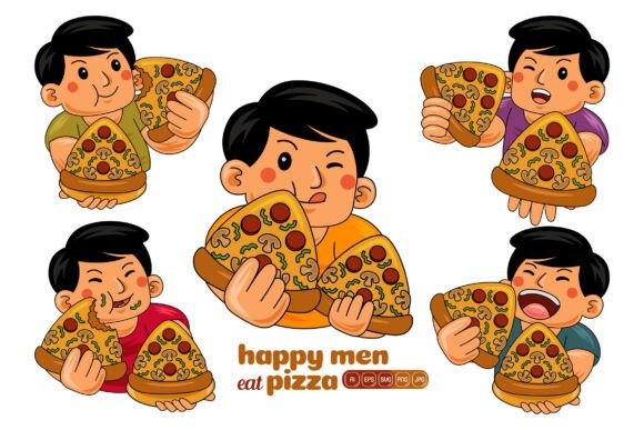 Man Eating Pizza Vector Pack 01: A Versatile Design Resource for Creatives