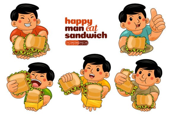 Man Eating Sandwich Vector Pack 02: A Versatile Design Resource for Creatives