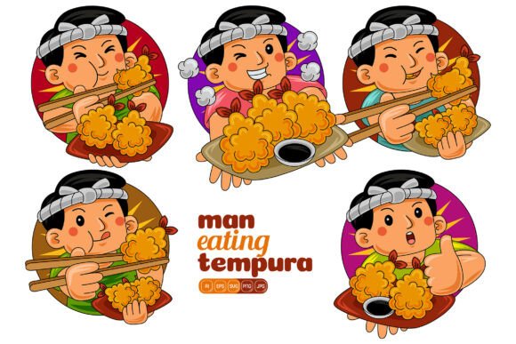 Man Eating Tempura Vector Pack 01: A Versatile Resource for Digital and Print Design