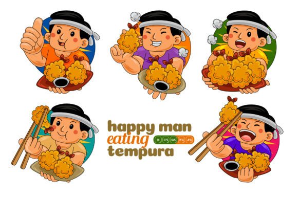 Man Eating Tempura Vector Pack 02: A Versatile Tool for Digital Designers