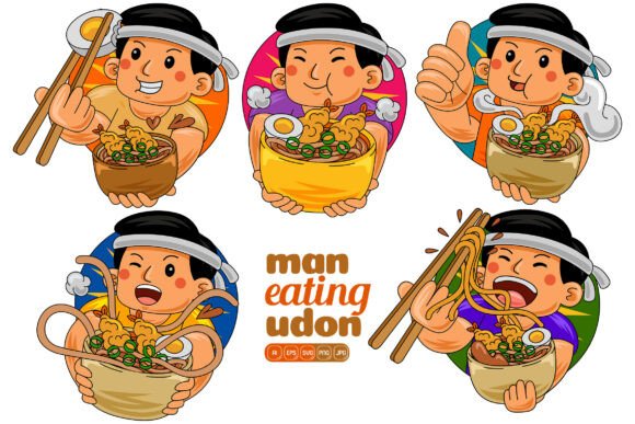 Man Eating Udon Vector Pack 01: A Versatile Resource for Designers