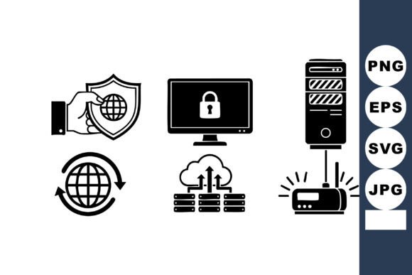 Minimal Cyber Security Icon Set